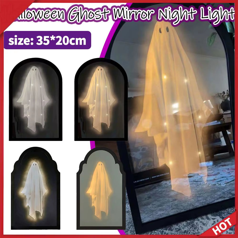 Halloween Ghost Mirrors Pranks Decorative Cute Halloween Spooky Halloween Holograms Ghost Mirrors Night Lights Halloween Decor