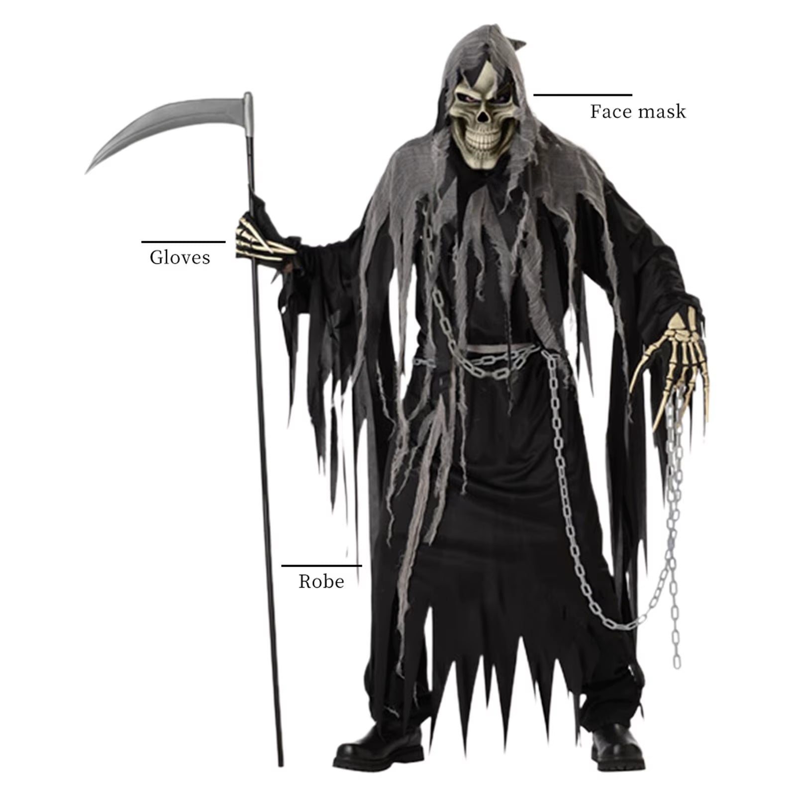 Halloween Skeleton Ghost Cosplay Costume Adult Horror Death God Costume Cosplay Robe Costume Cosplay Fancy Costume