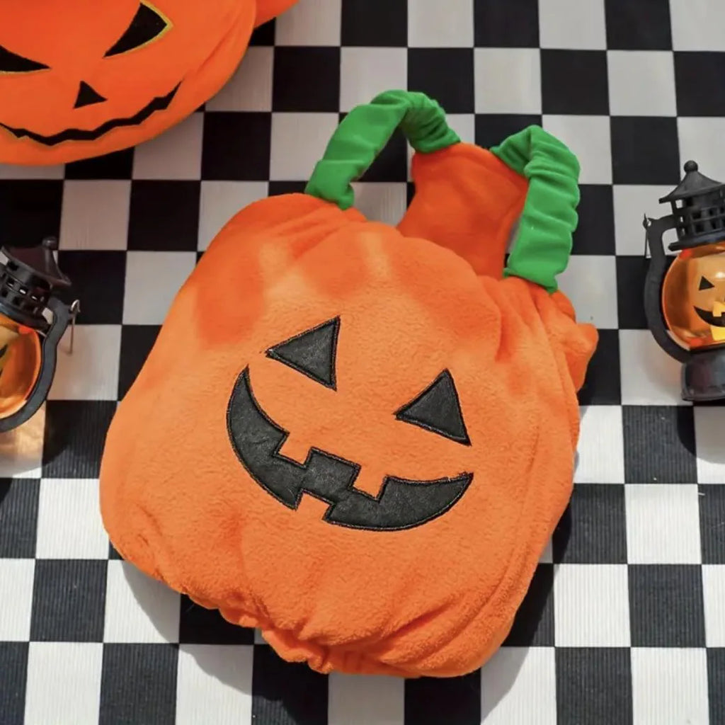 Pumpkin Pet Costume: Cozy Halloween Outfit, Small Dog & Cat Harness
