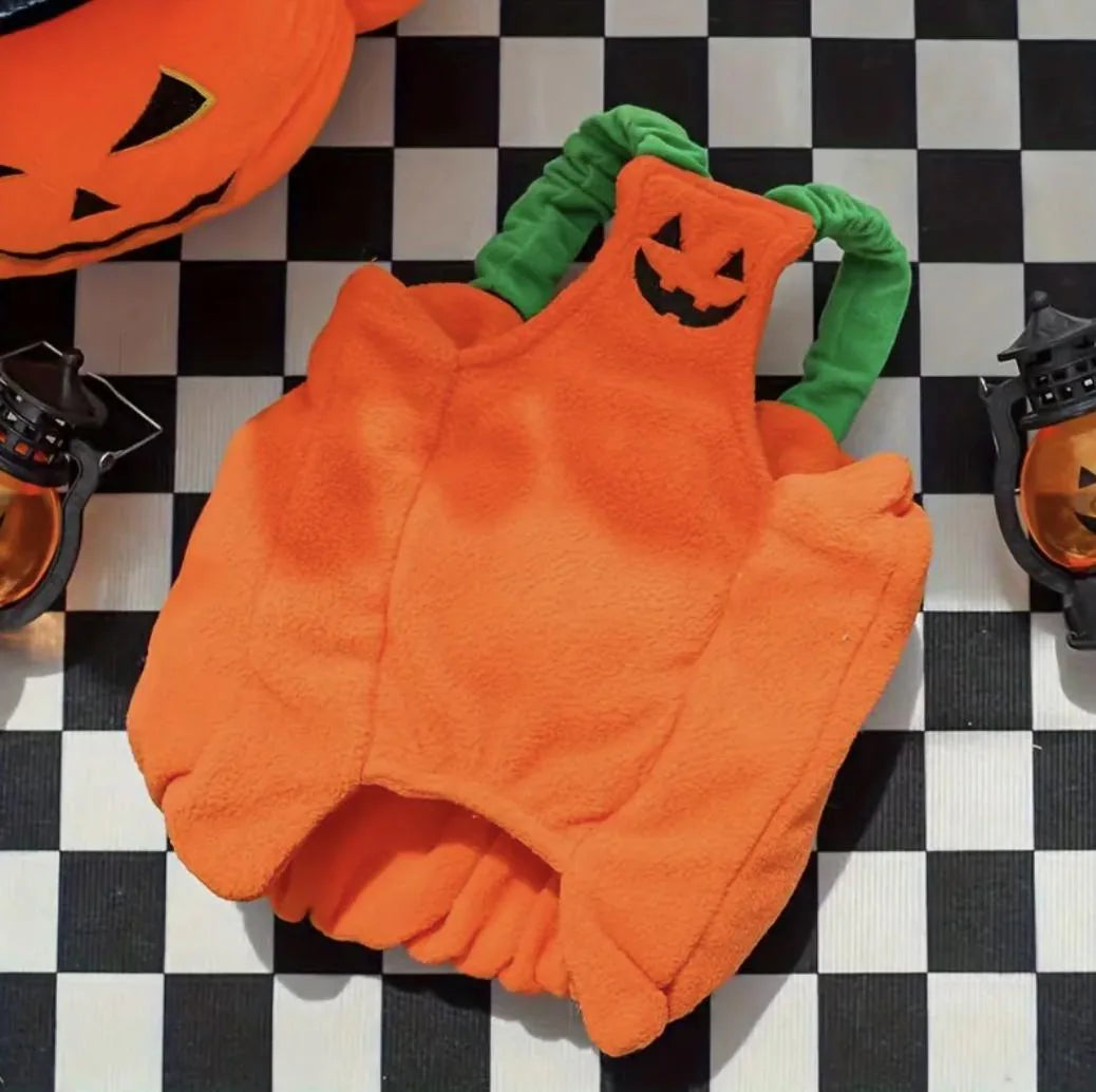 Pumpkin Pet Costume: Cozy Halloween Outfit, Small Dog & Cat Harness
