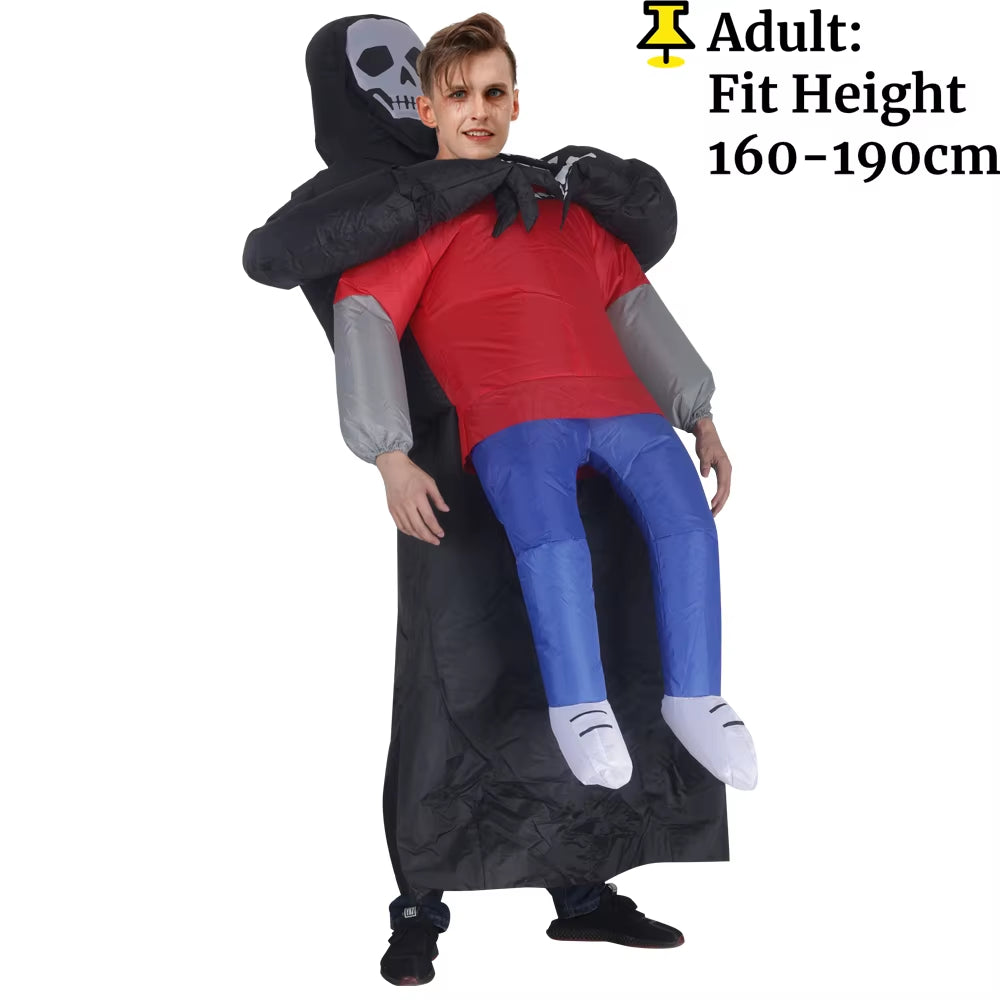 Adult Funny Inflatable Black Robe Mask Ghost Costume Props Halloween Day of the Dead Carnival Party Masquerade Cosplay