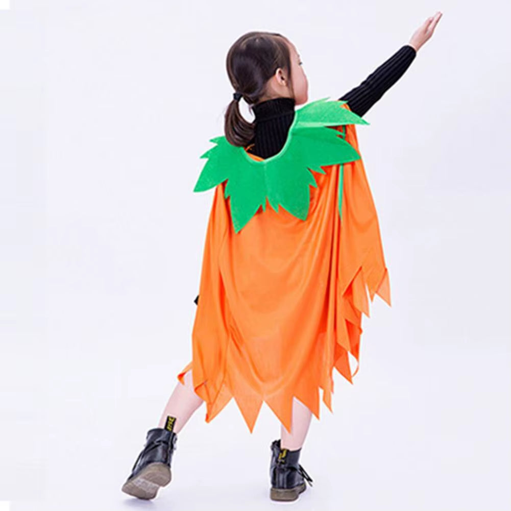 Halloween Pumpkin Costume Kids Halloween Party Cosplay Clothes Cape Hat Candy Bag Children Photo Prop Performance Clothes
