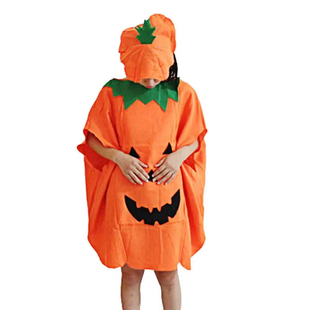 Halloween Pumpkin Costume Kids Halloween Party Cosplay Clothes Cape Hat Candy Bag Children Photo Prop Performance Clothes